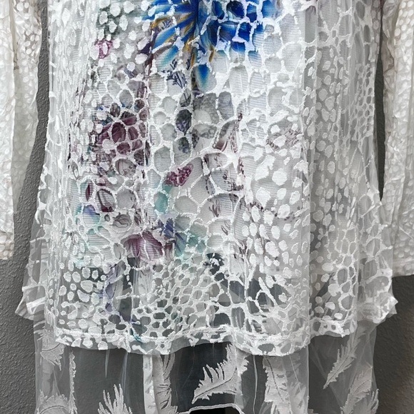 Kamana Boho Artsy Sheer Y2K Layered Sz L Tunic Top - Picture 10 of 11